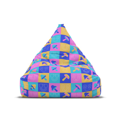 Psychedelic Checkered Shroom Bean Bag Chair Cover Colorful Retro Home Decor Aesthetic Gift Adults Bedroom Living Room Furniture Gaming Chair