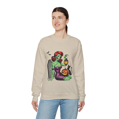 Zombie Pin-Up Girl Sweatshirt Halloween Zombie Girl Sweater Retro Pin Up Girl Zombie Pullover Vintage Zombie Pin Up Girl Sweater Womans Gift