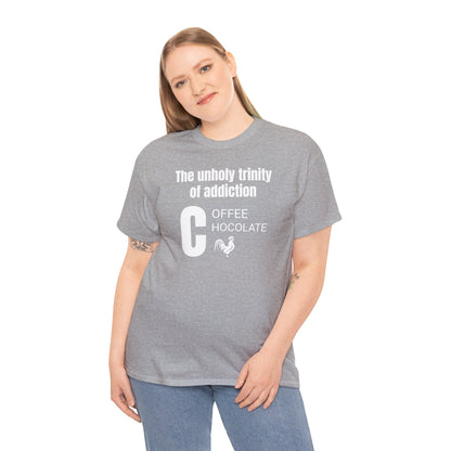 Funny Unisex Heavy Cotton Tee,"The unholy trinity...", Rude Adult Unique Novelty Gift, Naughty Gag T-shirt Present, Fun Divorcee