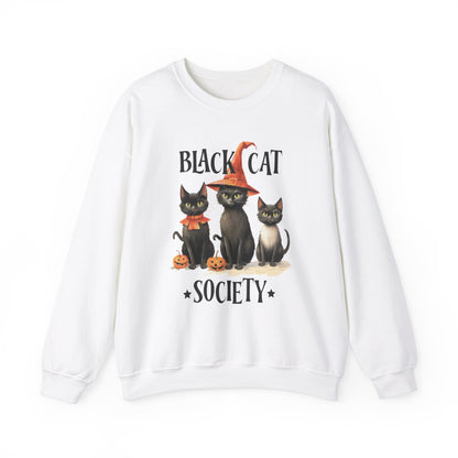 The Black Cat Society Halloween Sweatshirt Vintage Cats 1950s Halloween Sweater Retro Spooky Fall Season Funny Sweater Halloween Cat Lover