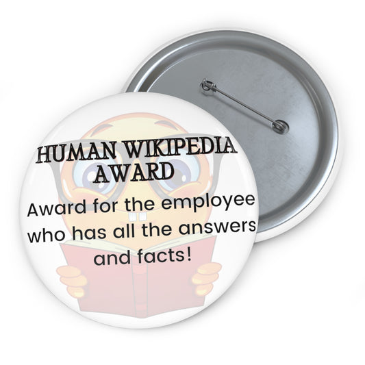 Funny Office Award Pin Button Human Wikipedia Award Pin Work Party Funny Coworkers Gift Funny Year End Office Pins Office Badges Employee