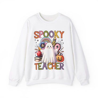 Spooky Teacher Sweatshirt Halloween Teacher Sweater Funny Ghost Teacher Pullover Sweater Groovy Halloween Teacher Gift Retro Spooky Teacher