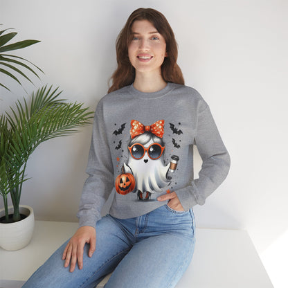 Boo-Jee Ghost Halloween Sweatshirt Cute Ghost Sweatshirt Fall Sweater Bougie Ghost Coffee Lover Pullover Sweater Autumn Boojee Spooky Season