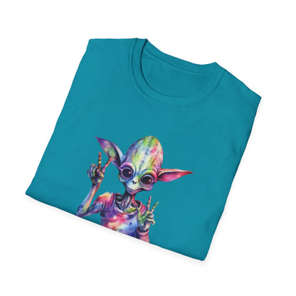 Psychedelic Retro Alien T-Shirt Graphic Art Unisex tshirt Funny UFO UAP Shirts Weird Cool Gift Alien Outer Space Galaxy Intersteller Vibes