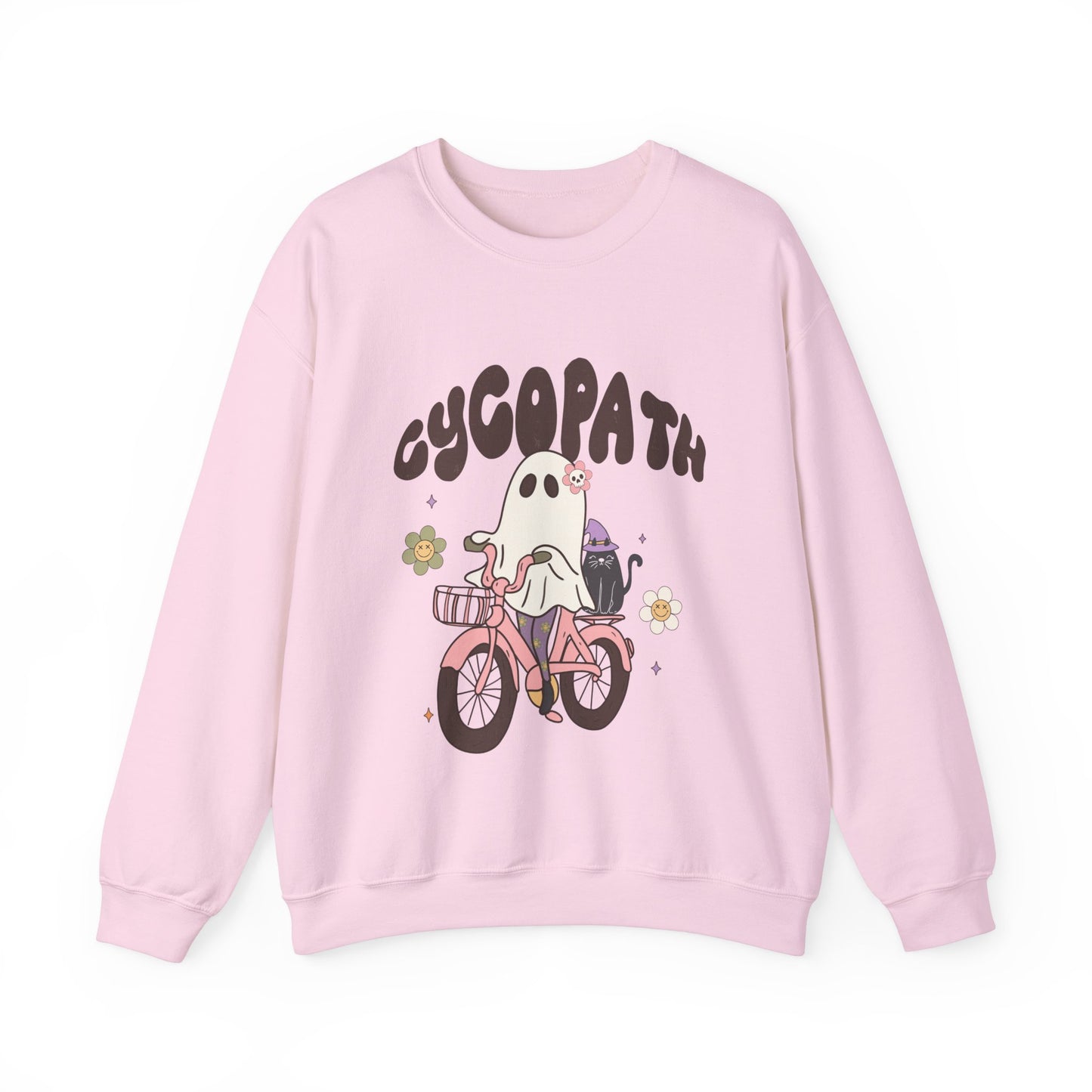 Cycopath Sweatshirt Funny Halloween Sweater Ghost on Bicycle Fall Crewneck Spooky Season Halloween Retro Trendy Vintage Halloween Outfit