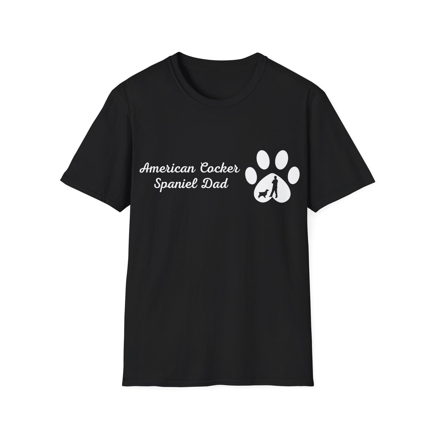 Doggy Dad's T-shirt,"American Cocker Spaniel Dad" Dog Father's Day Gift, Fur Papa, Unique Men's Apparel Novelty Pet Lover Tee