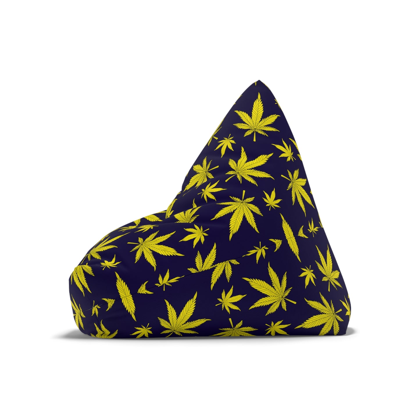 Weed Cannabis Gaming Bean Bag Chair Cover Yellow Navy Home Decor Marijuana Pot Leaves Games Beanbag Living Room Gift Adults Bedroom Man Cave