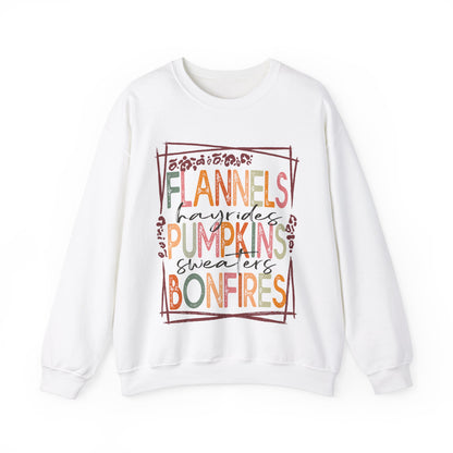 Cute Fall Sweatshirt Flannels Hayrides Pumpkins Sweaters and Bonfires Sweat Fall Vibes Sweater Weather Pumpkin Season Retro Fall Crewneck