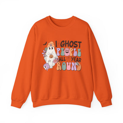 I Ghost People Year Round Sweatshirt Funny Halloween Sweater Retro Halloween Sweatshirt Cool Ghost Halloween Apparel Groovy Spooky Season