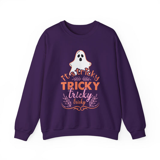 It's Tricky Sweatshirt Trick or Treat Sweater Funny Halloween Sweater Cute Halloween Crewneck Tricky Funny Ghost Spooky Season Outfit Boo