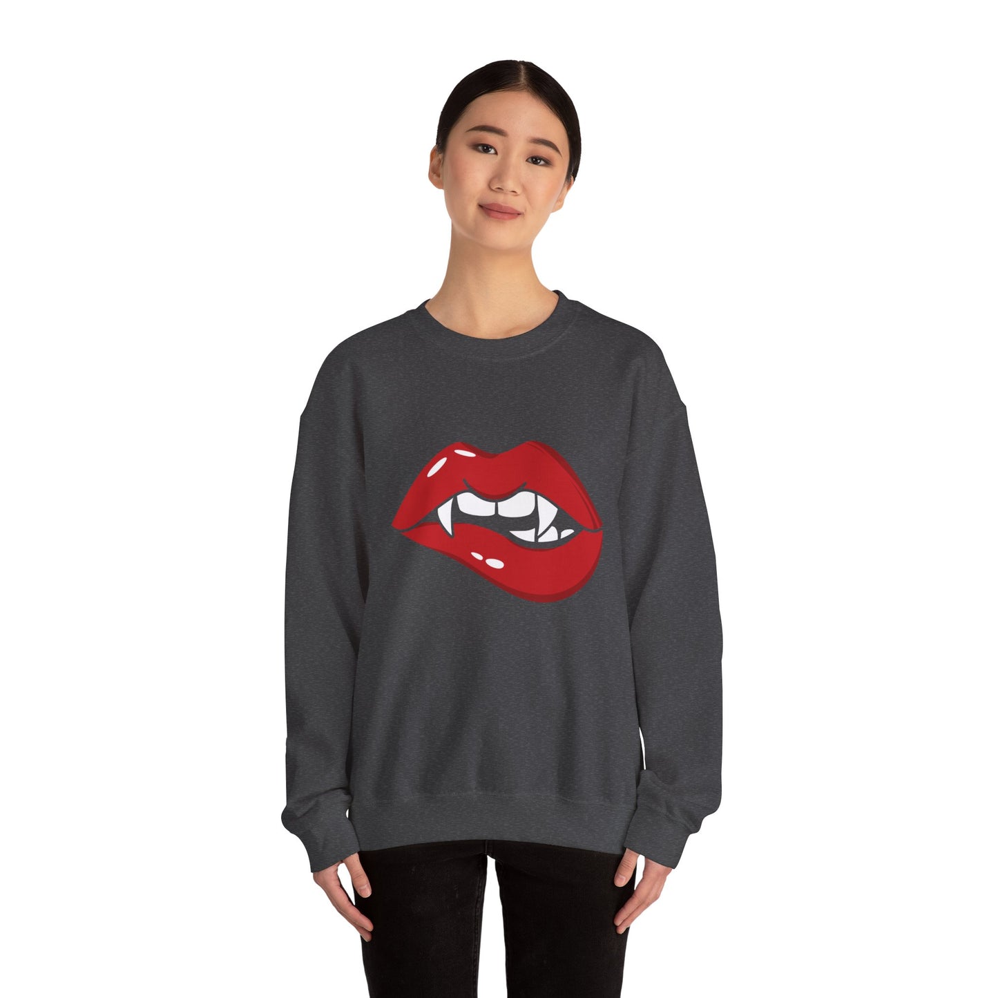 Vampire Sweatshirt Halloween Sweater Vampire Fangs Halloween Apparel Trendy Vampire Lips Sweatshirt Spooky Season Sexy Halloween Costume