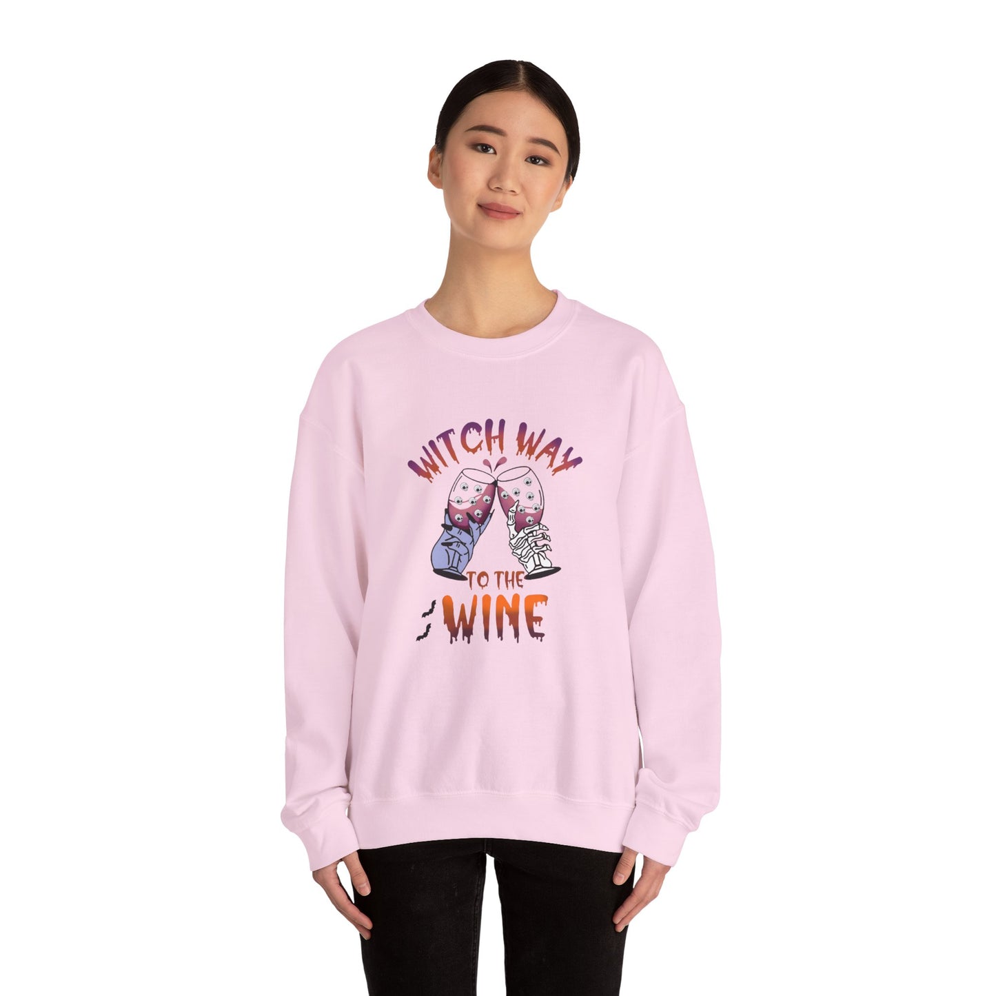 Witch Way To The Wine Sweatshirt Funny Halloween Sweater Halloween Witch Sweatshirt Wine Drinker Gift Halloween Party Spooky Season