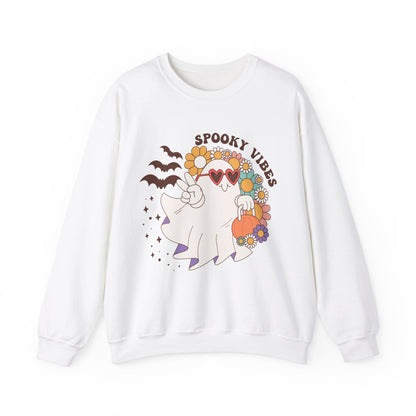 Spooky Vibes Halloween Sweatshirt Retro Groovy Ghost Sweater Groovy Halloween Sweater Retro Spooky Season Apparel Cute Spooky Vibes Ghost