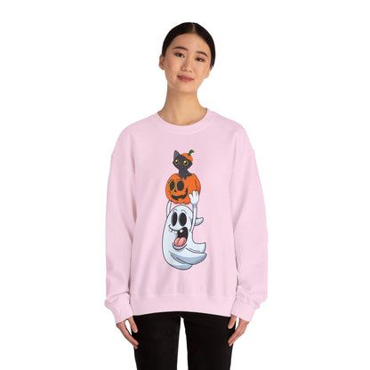 Cute Halloween Sweatshirt Funny Ghost Pumpkin Black Cat Sweater Funny Halloween Sweater Spooky Season Apparel Boo Ghost Fall Spooky Ghost