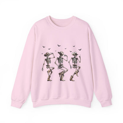 Dancing Skeleton Cowboys Sweatshirt Western Halloween Sweater Line Dancing Skeletons with Boots Cowgirls Pullover Sweater Cowboys Fall Gift