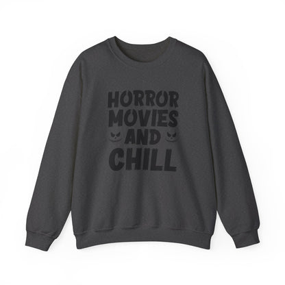 Horror Movies And Chill Sweatshirt Halloween Sweater Spooky Vibes Sweatshirt Funny Halloween Outfit Scary Movie Lover Gift Horror Movie Fan