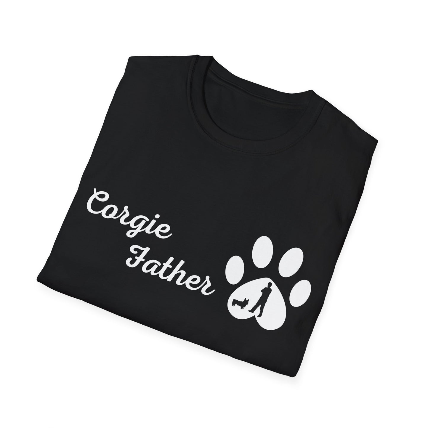 Doggy Dad's T-shirt, "Corgie Father", Dog Father's Day Gift, Fur Papa, Unique Men's Apparel Novelty Pet Lover Tee Present