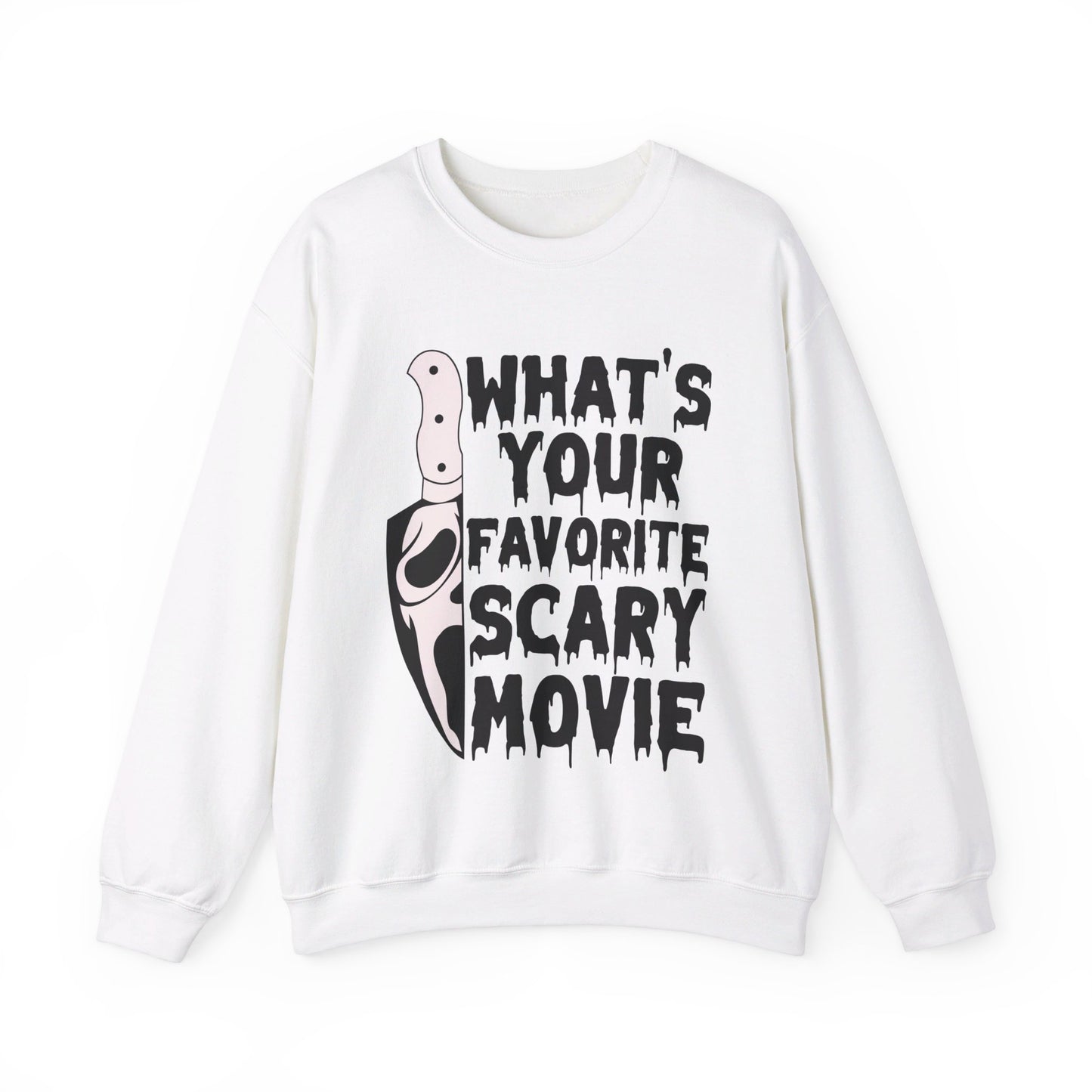 What's Your Favorite Scary Movie Sweatshirt Horror Movie Addict Sweater Ghostface Halloween Sweatshirt Scream Sweater Gift Horror Movie Club