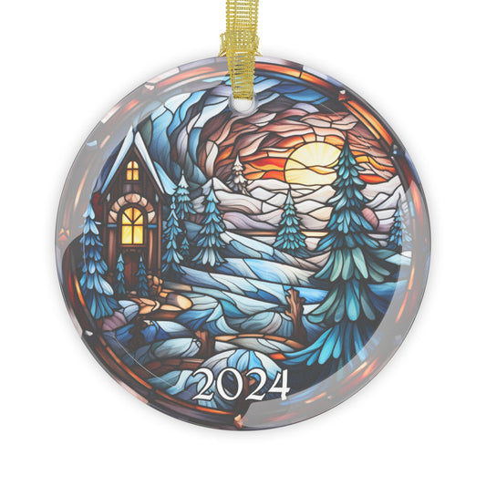 Christmas 2024 Glass Ornament Christmas Decoration Holiday Gift Idea Heirloom Keepsake Gift Exchange Xmas Tree Decor Faux Stained Glass Gift