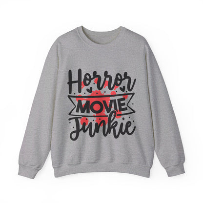 Horror Movie Junkie Sweatshirt Blood Stain Sweater Horror Movie Addict Sweatshirt Halloween Sweater Horror Movie Fan Club Gift Scary Movie