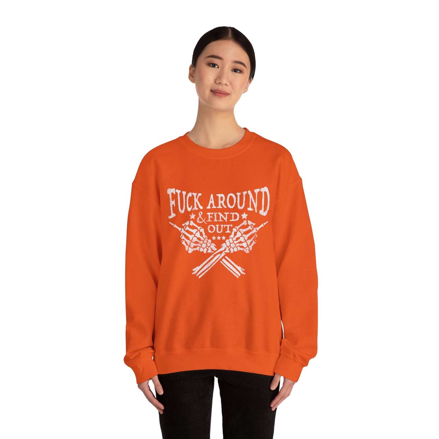 Fuck Around Find Out Sweatshirt Middle Finger Sweater Trendy Humour Sarcastic Saying Funny Halloween Sweater Funny Quote Skeleton Hand Sweat