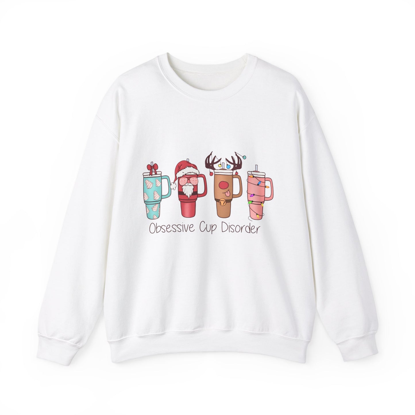 Retro Christmas Obsessive Cup Disorder Sweatshirt Funny OCD Sweater Funny Christmas Cups Crewneck OCD Lover Xmas Coffee Tee Christmas Sweat