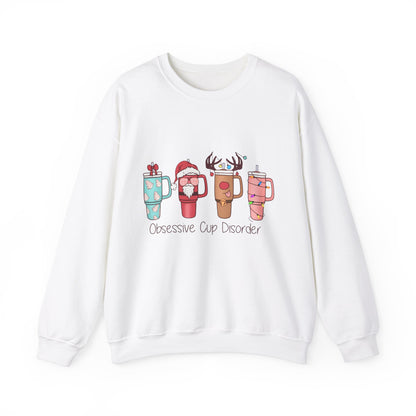 Retro Christmas Obsessive Cup Disorder Sweatshirt Funny OCD Sweater Funny Christmas Cups Crewneck OCD Lover Xmas Coffee Tee Christmas Sweat