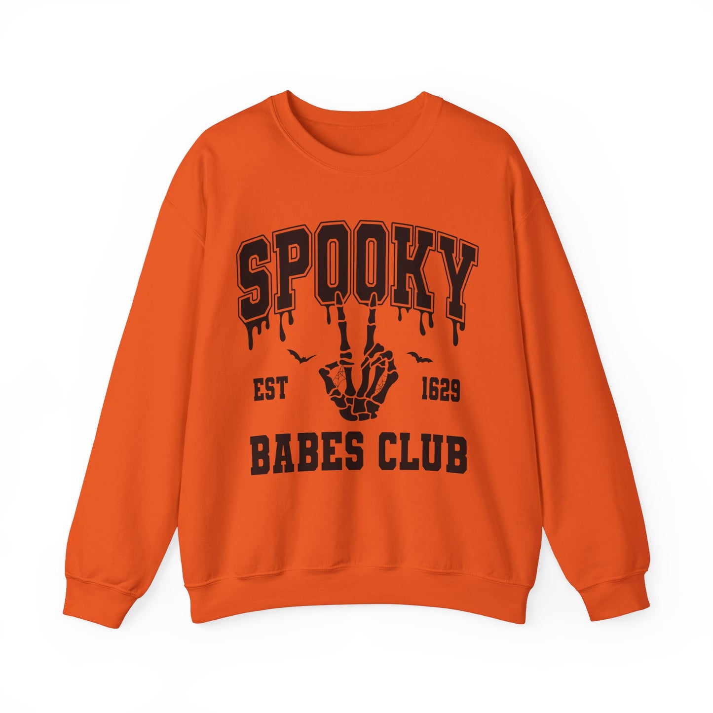 Spooky Babes Club Halloween Sweatshirt Est 1629 Cute Halloween Crewneck Fall Sweater Cool Halloween Apparel Skeleton Hand Unique Women Gift