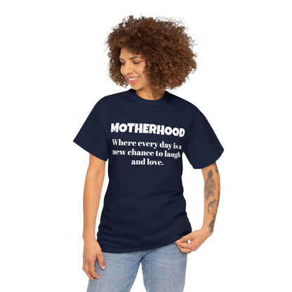 Fun Mom's Unisex Heavy Cotton Tee, "MOTHERHOOD", Mother's Day Gift, T-shirt for Her, Ladies Adult Unique Novelty Present