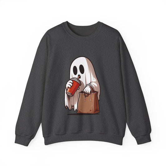 Boujee Spooky Ghost Sweatshirt Boo Jee Coffee Lover Halloween Sweater Cute Bougie Ghost Pullover Sweater Boo-Jee Ghost Spooky Season Gift