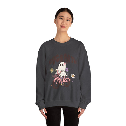 Cycopath Sweatshirt Funny Halloween Sweater Ghost on Bicycle Fall Crewneck Spooky Season Halloween Retro Trendy Vintage Halloween Outfit