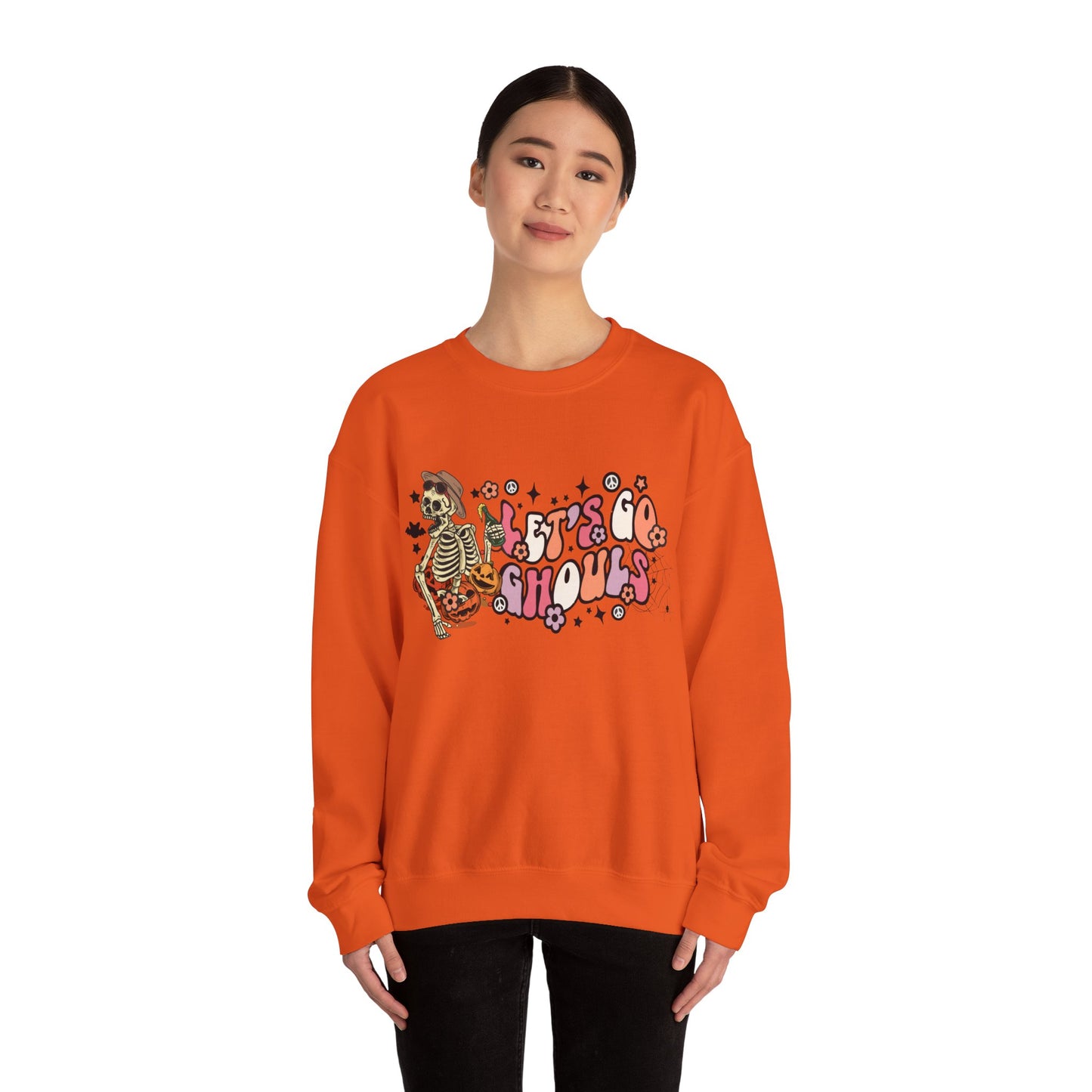 Lets Go Ghouls Sweatshirt Retro Halloween Sweater Funny Halloween Skeleton Sweatshirt Spooky Season Halloween Outfit Funky Bachelorette Gift