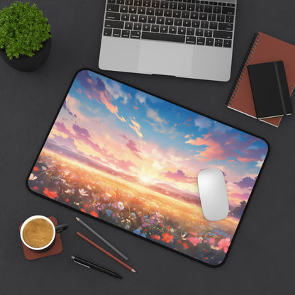 Anime Spring Flowers Desk Mat Manga Sunset Office Desk Accessory Lofi Mouse Pad Japanese XL Desk Pad Large Gaming Mousepad Unique Gift Idea