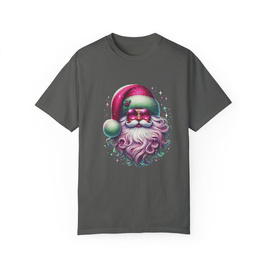 Comfort Colors® Hippie Santa Shirt Retro Christmas Funky Tee Shirt Groovy Pink Santa T-shirt Cheerful Santa Claus Festive Sparkly Design Tee