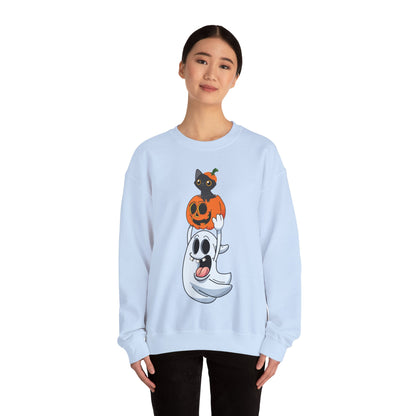 Cute Halloween Sweatshirt Funny Ghost Pumpkin Black Cat Sweater Funny Halloween Sweater Spooky Season Apparel Boo Ghost Fall Spooky Ghost