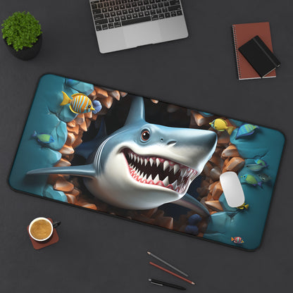 Funny Shark Desk Mat Deep Sea Office Desk Accessory Ocean Lover Mouse Pad Marine Desk Pad Nautical Gaming Mousepad Unique Gift Scuba Diver