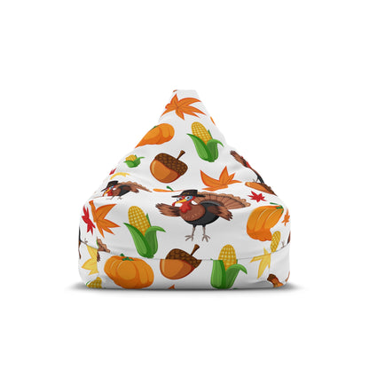 Thanksgiving Bean Bag Chair Cover Fall Season Beanbag Autumn Home Decor Turkey Dinner Adult Teens Dorm Bedroom Living Room Gaming Chair Gift