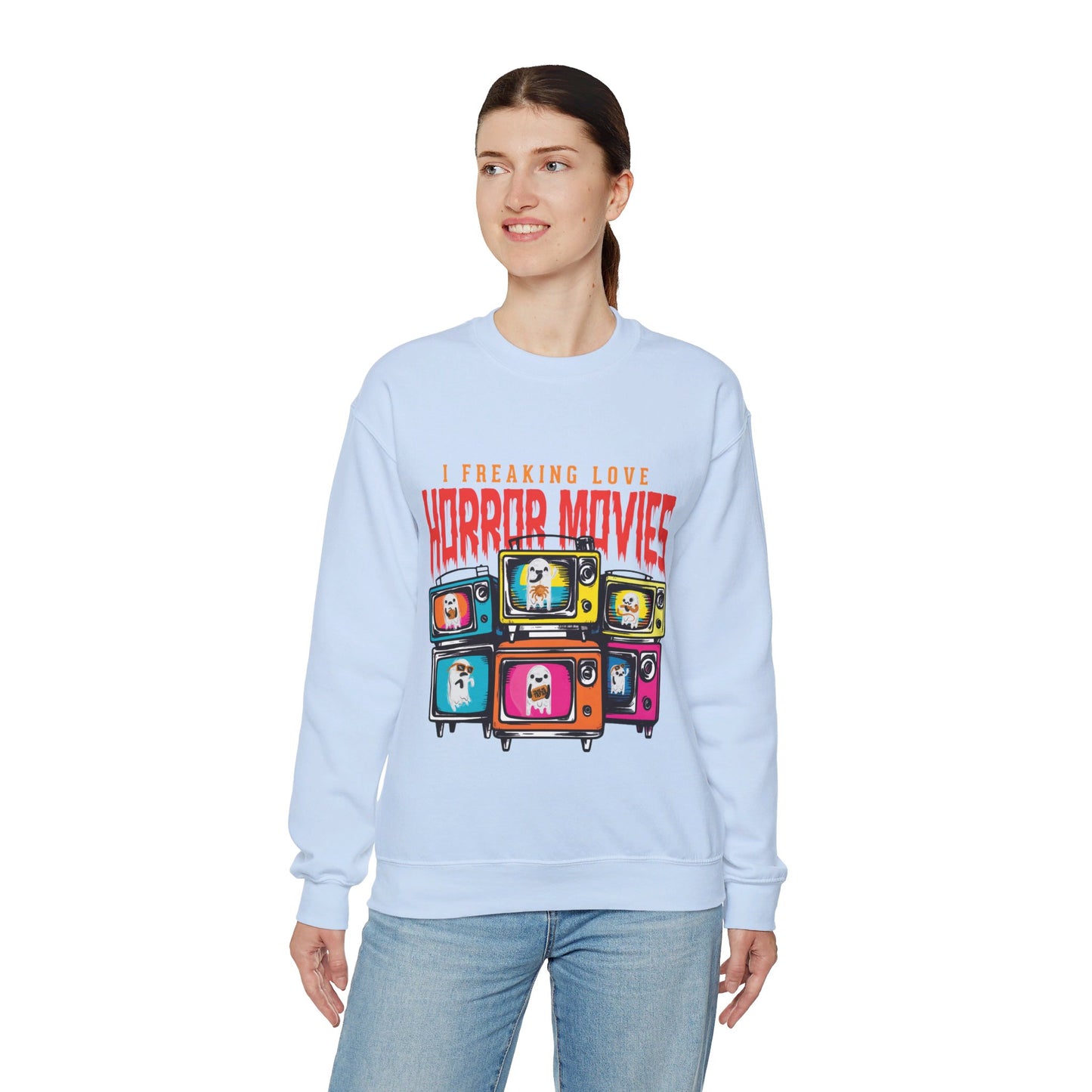 I Freaking Love Horror Movies Sweatshirt Funny Halloween Sweater Horror Fan Club Sweatshirt Horror Club Movie Fan Halloween Sweatshirt Gift