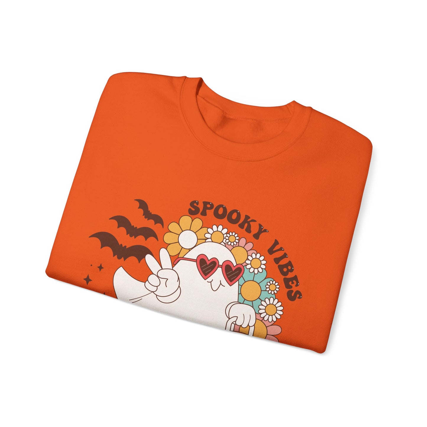 Spooky Vibes Halloween Sweatshirt Retro Groovy Ghost Sweater Groovy Halloween Sweater Retro Spooky Season Apparel Cute Spooky Vibes Ghost