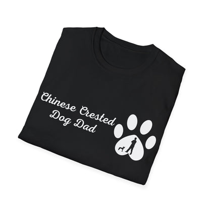 Doggy Dad's T-shirt, "Chinese Crested Dog Dad", Dog Father's Day Gift, Fur Papa, Unique Men's Apparel Novelty Pet Lover Tee