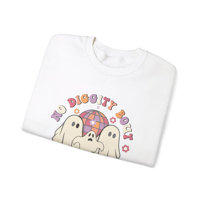 No Diggity Bout To Bag It Up Halloween Sweatshirt Retro Halloween Sweater Retro Halloween Apparel Groovy Spooky Season Crewneck Cute Ghosts