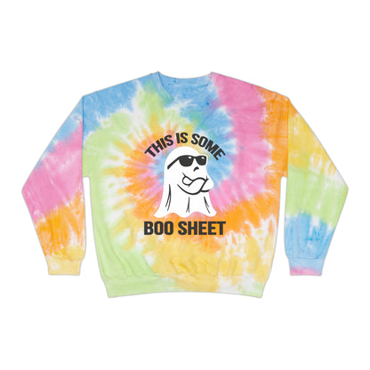 This Is Boo Sheet Sweatshirt Funny Halloween Sweater Retro Halloween Sweatshirt Spooky Season Sweater Hippie Halloween Ghost Tie-Dye Sweater