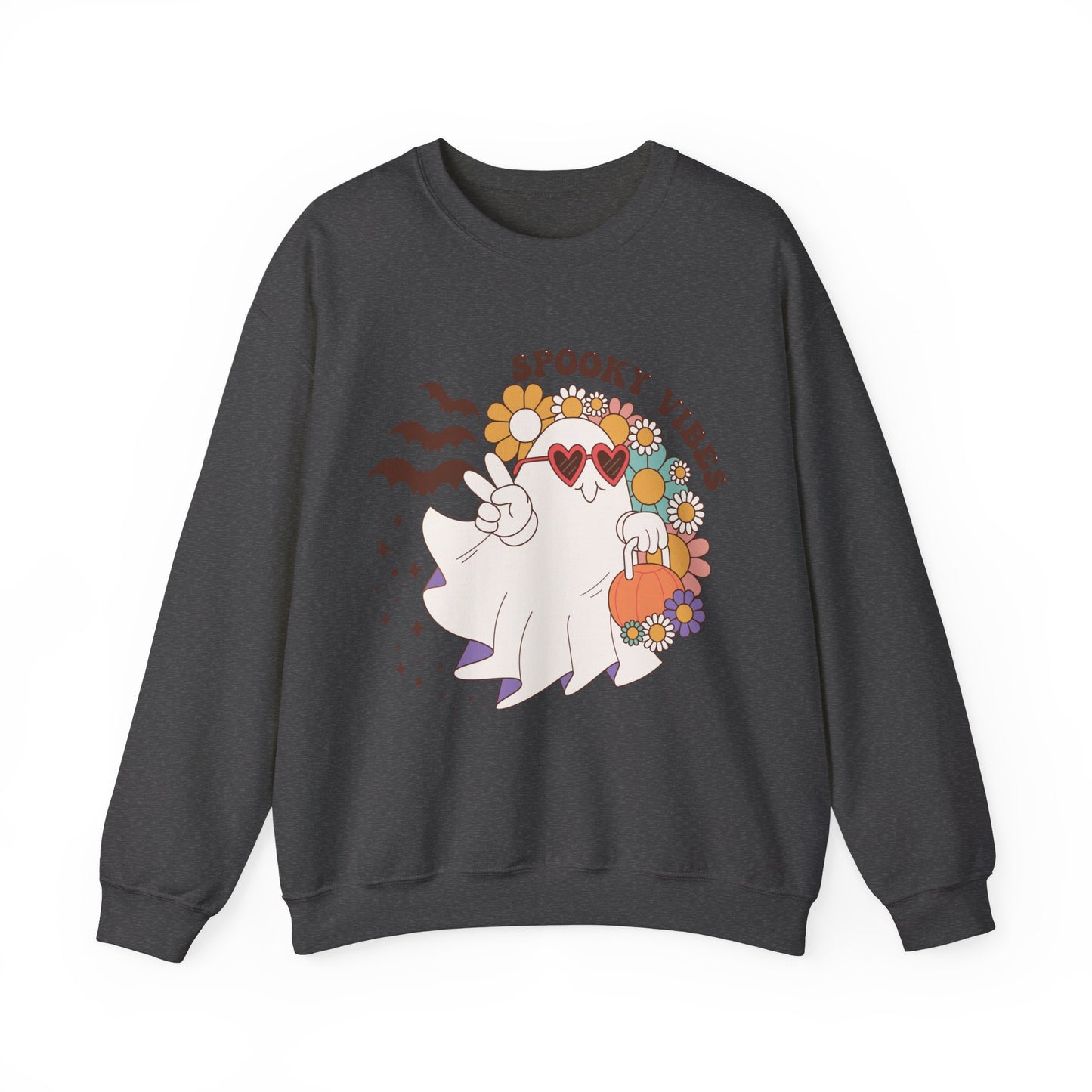 Spooky Vibes Halloween Sweatshirt Retro Groovy Ghost Sweater Groovy Halloween Sweater Retro Spooky Season Apparel Cute Spooky Vibes Ghost