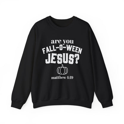 Are You Fall-O-Ween Jesus Sweatshirt Falloween Jesus Halloween Sweater Christian Religious Crewneck Follow Jesus Sweater Matthew Bible 4:19