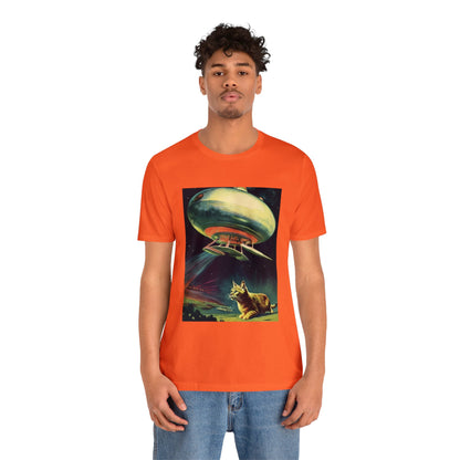 Funny Spaceship Cat UFO Shirts Unique Flying Saucer Weird Cool Gift Retro Vintage Graphic UAP tshirt Galaxy Cat Unisex T-Shirt Cat Lover Tee