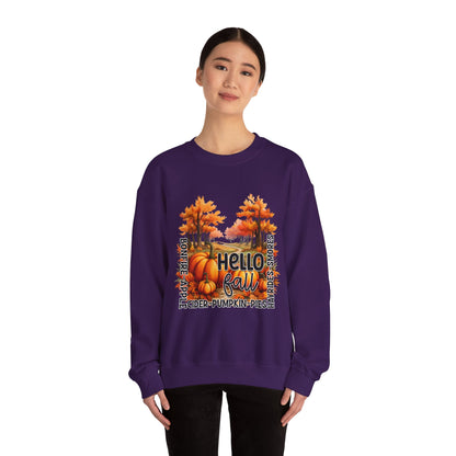 Hello Fall Sweatshirt Fall Words Sweater Hello Fall Crewneck Autumn Season Sweat Fall Graphic Apparel Cute Pumpkin Thanksgiving Sweatshirt