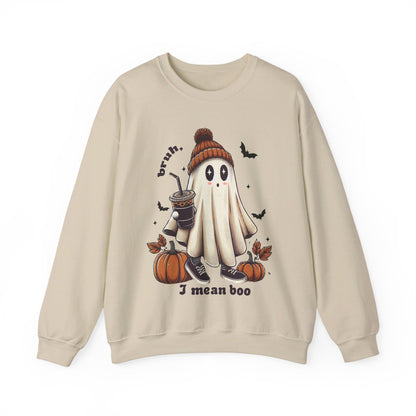 Bruh I Mean Boo Sweatshirt Cute Ghost Sweater Retro Halloween Pullover Sweatshirt Funny Halloween Sweater Boujee Ghost Crewneck Boujee Gift