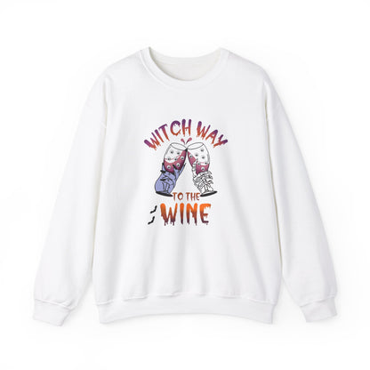 Witch Way To The Wine Sweatshirt Funny Halloween Sweater Halloween Witch Sweatshirt Wine Drinker Gift Halloween Party Spooky Season