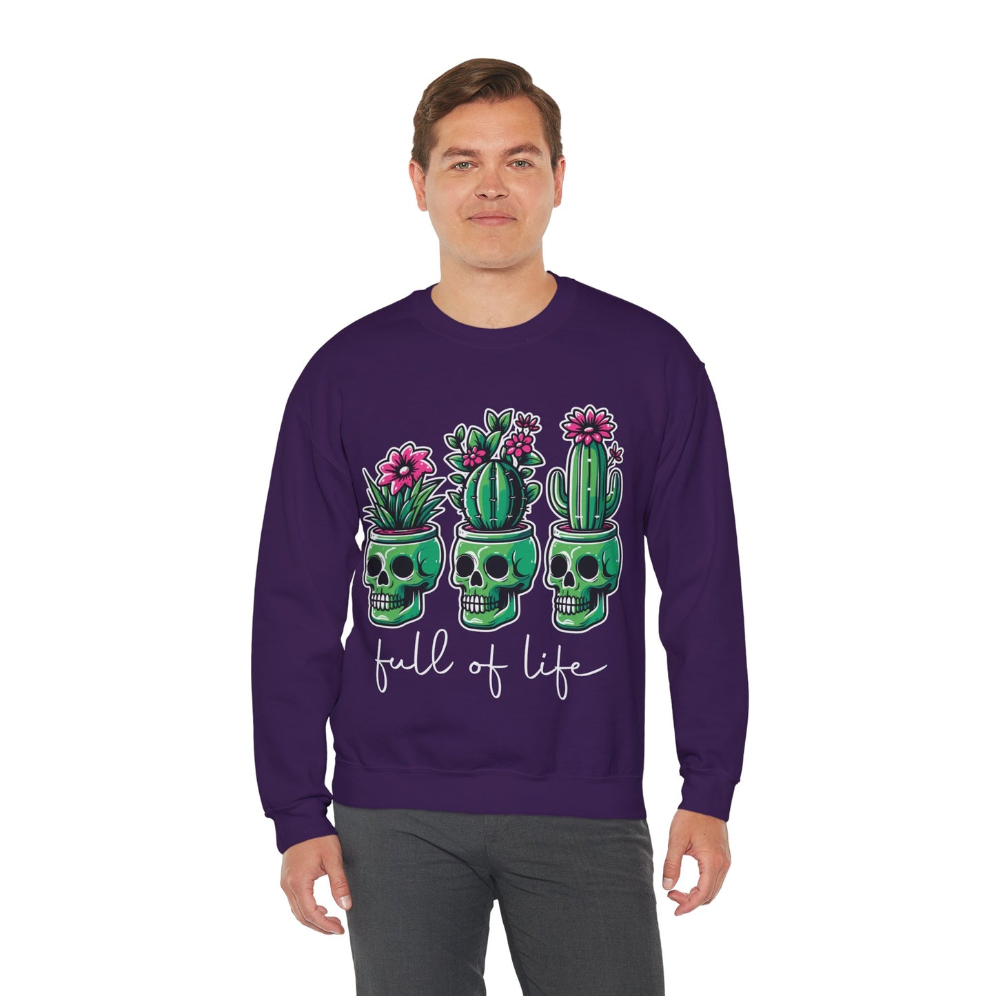 Full of Life Sweater Funny Halloween Sweatshirt Plant Lover Pullover Gift Funny Pot Head Skeleton Succulent Sweat Halloween Plant Lover Gift