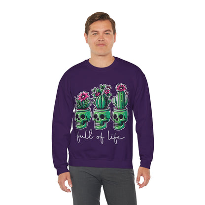 Full of Life Sweater Funny Halloween Sweatshirt Plant Lover Pullover Gift Funny Pot Head Skeleton Succulent Sweat Halloween Plant Lover Gift